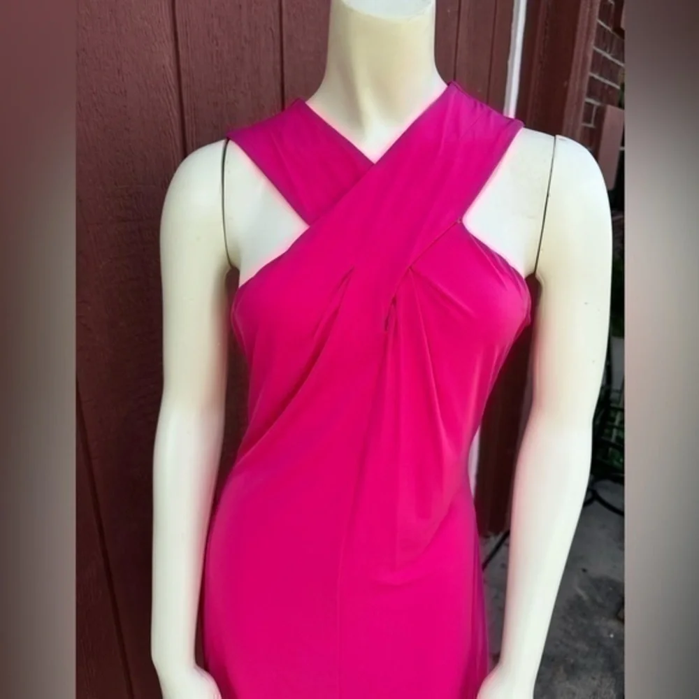 Michael Kors Halter Cross Neck Fit & Flare Dress